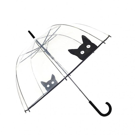 Długi parasol przezroczysty kopuła, kot