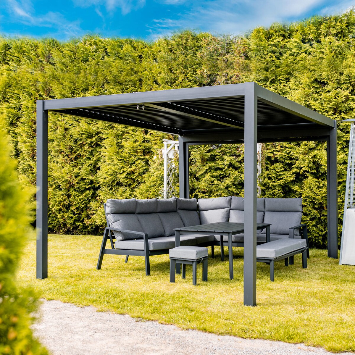 Pergola ogrodowa, tarasowa 3x4x2.5m LED antracytowa