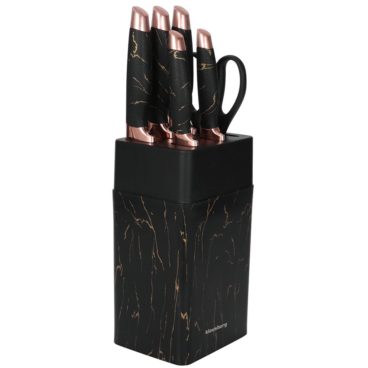 Zestaw noży kuchennych w bloku 6 elementów czarny KLAUSBERG