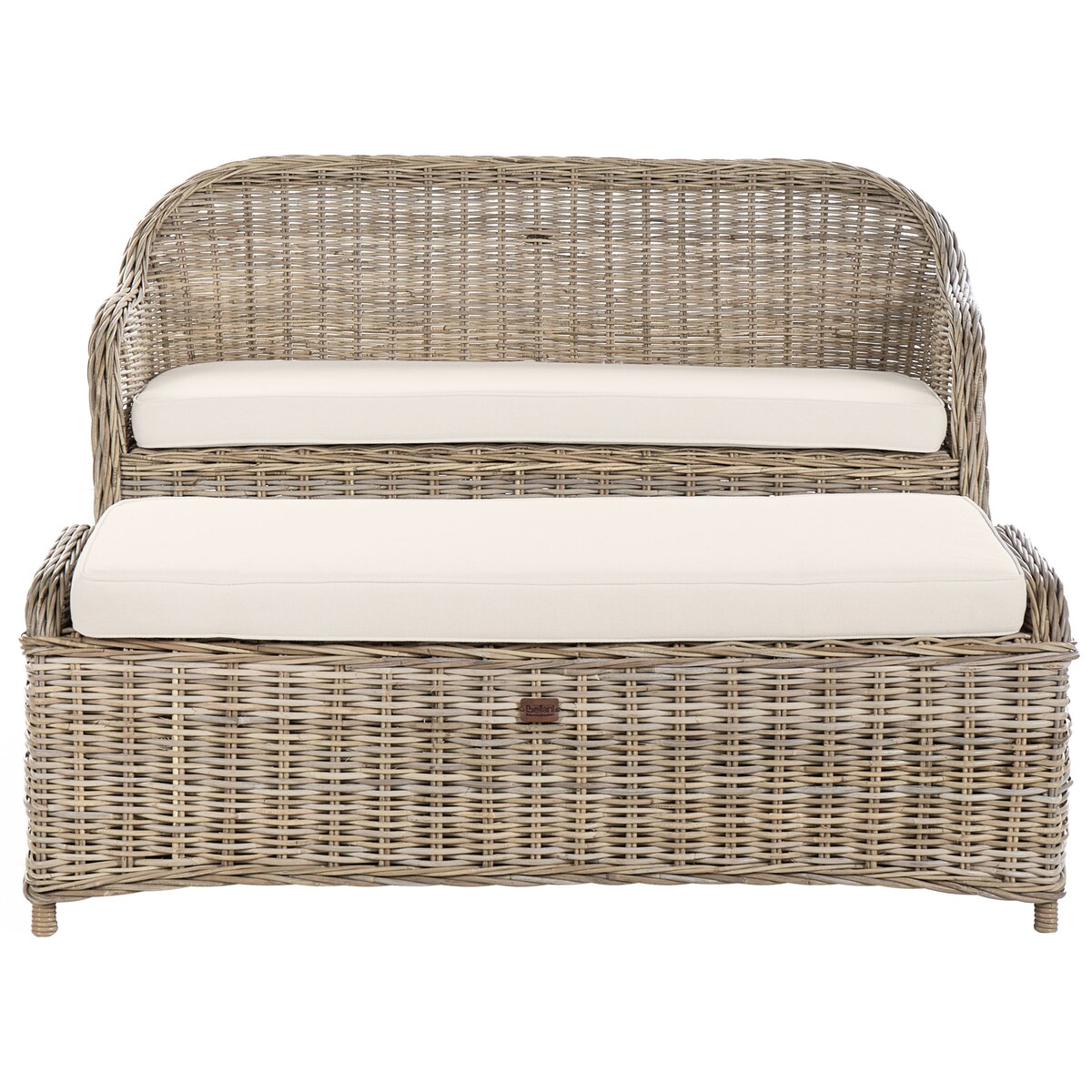 Ławka ogrodowa z poduchą SUSUA 150 cm z otomaną Rattan Naturalny