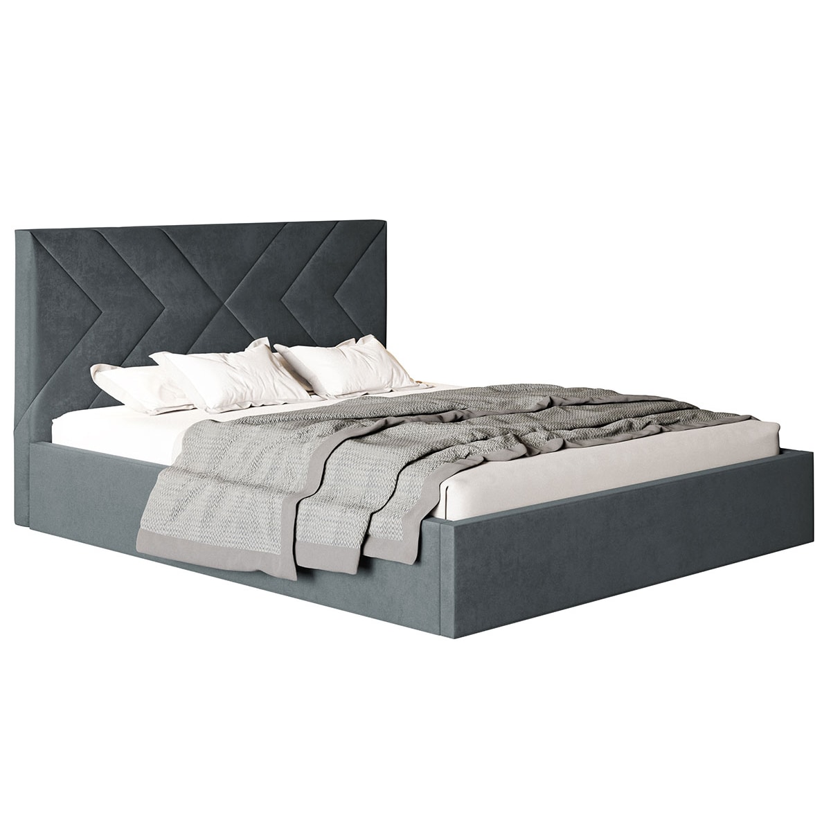 Łóżko tapicerowane 140x200 OLDO 1 z pojemnikiem - grafitowe