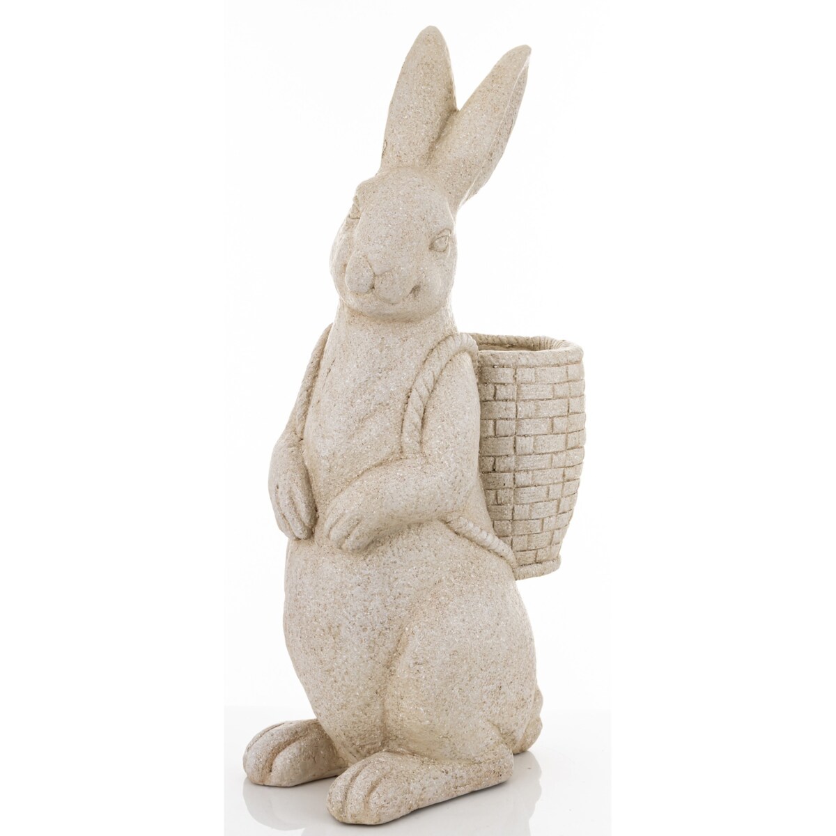 Figurka- duży królik z koszykiem na plecach 77x25x38 cm szary
