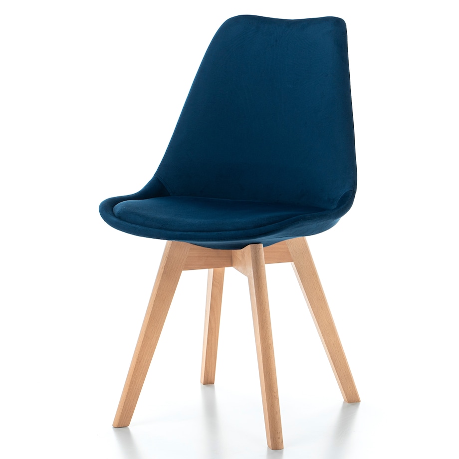 Krzesło skandynawskie z poduszką welurowe DUBLIN granatowe
