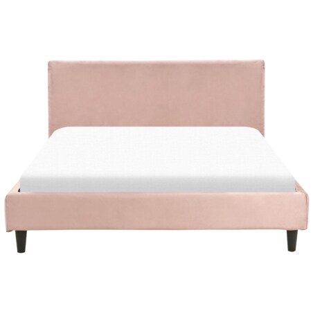 Łóżko welurowe 160 x 200 cm różowe FITOU