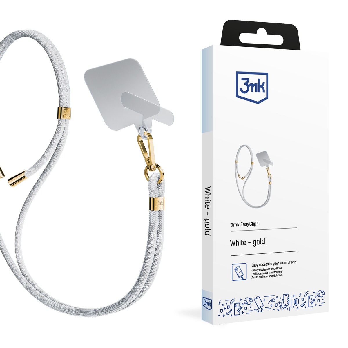 Smycz do telefonu - 3mk EasyClip White
