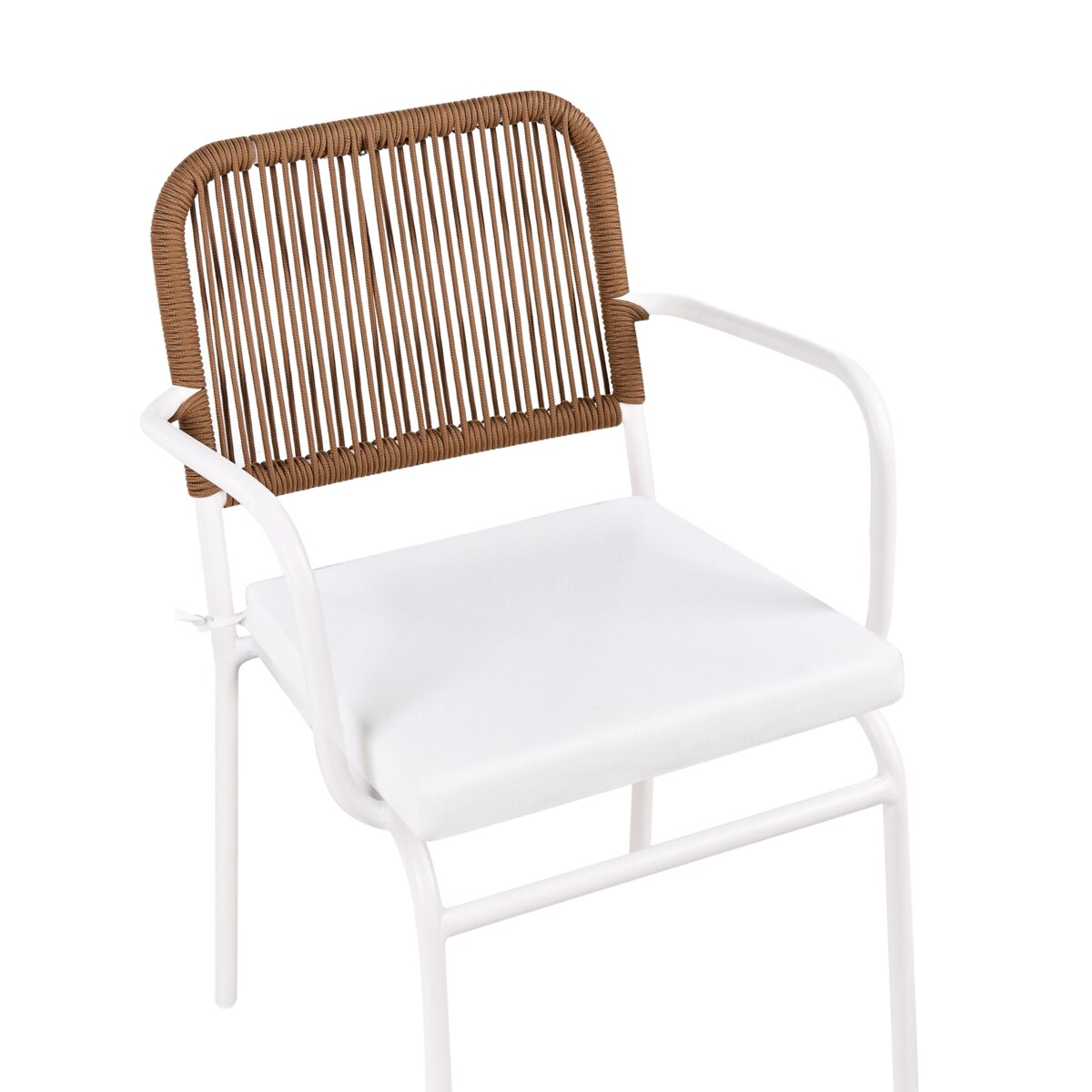 Zestaw 8 krzeseł ogrodowych z poduszkami TACENO Metal Biały