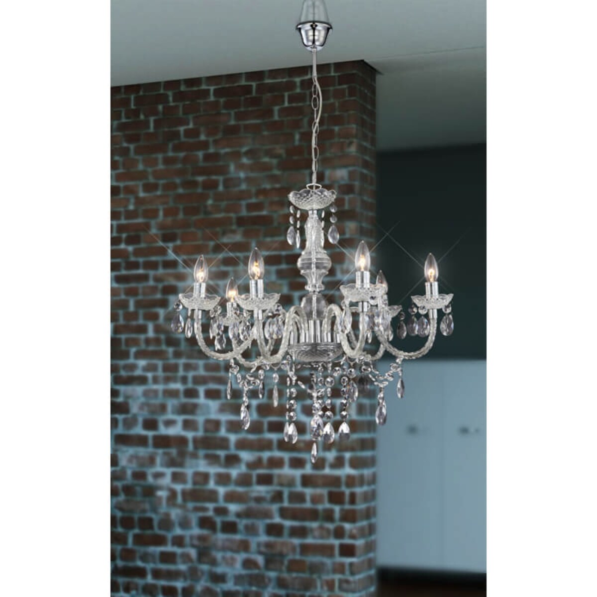 Lampa wisząca Cuimbra 63116-6 świecznikowa chrom crystals