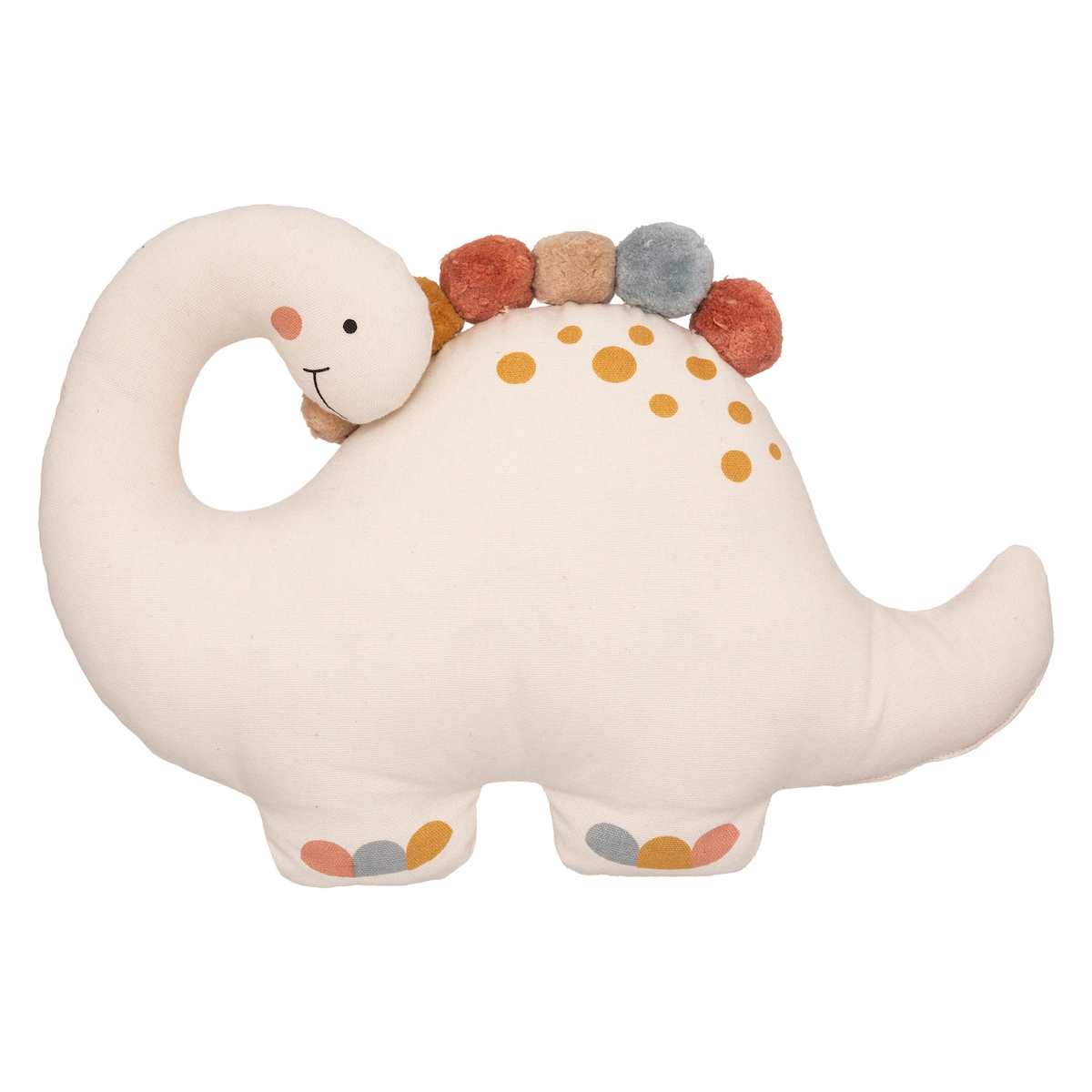 Poduszka dekoracyjna z pomponami DINO, Ø 38 cm, kolor biały, bawełna