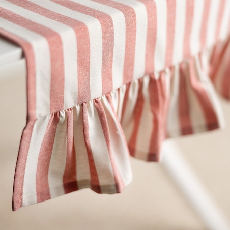 Bieżnik z falbaną 40x160 cm 40x160 czerwono-białe pasy (1,5cm)