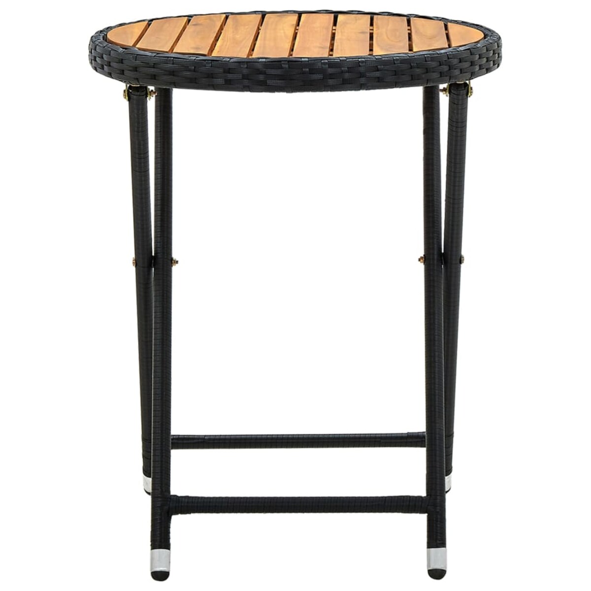 vidaXL Stolik herbaciany, czarny, 60 cm, rattan PE i drewno akacjowe