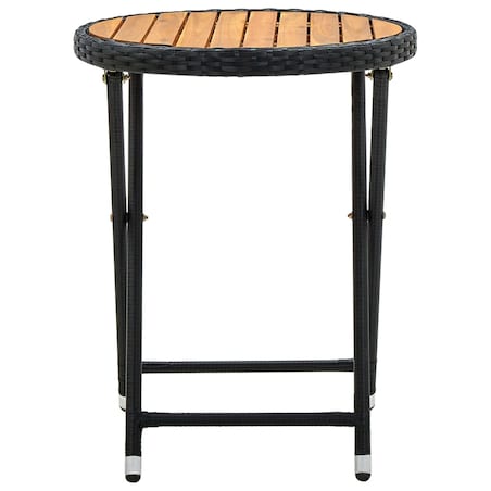 vidaXL Stolik herbaciany, czarny, 60 cm, rattan PE i drewno akacjowe