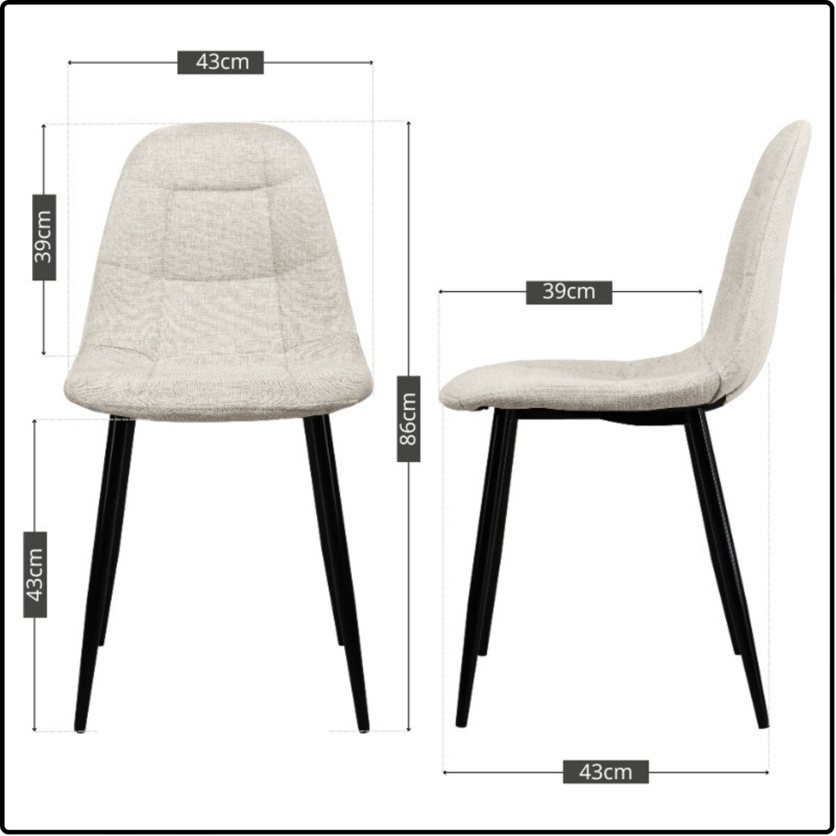 Krzesło tapicerowane pikowane beżowe z tkaniny wygodne nowoczesne do kuchni