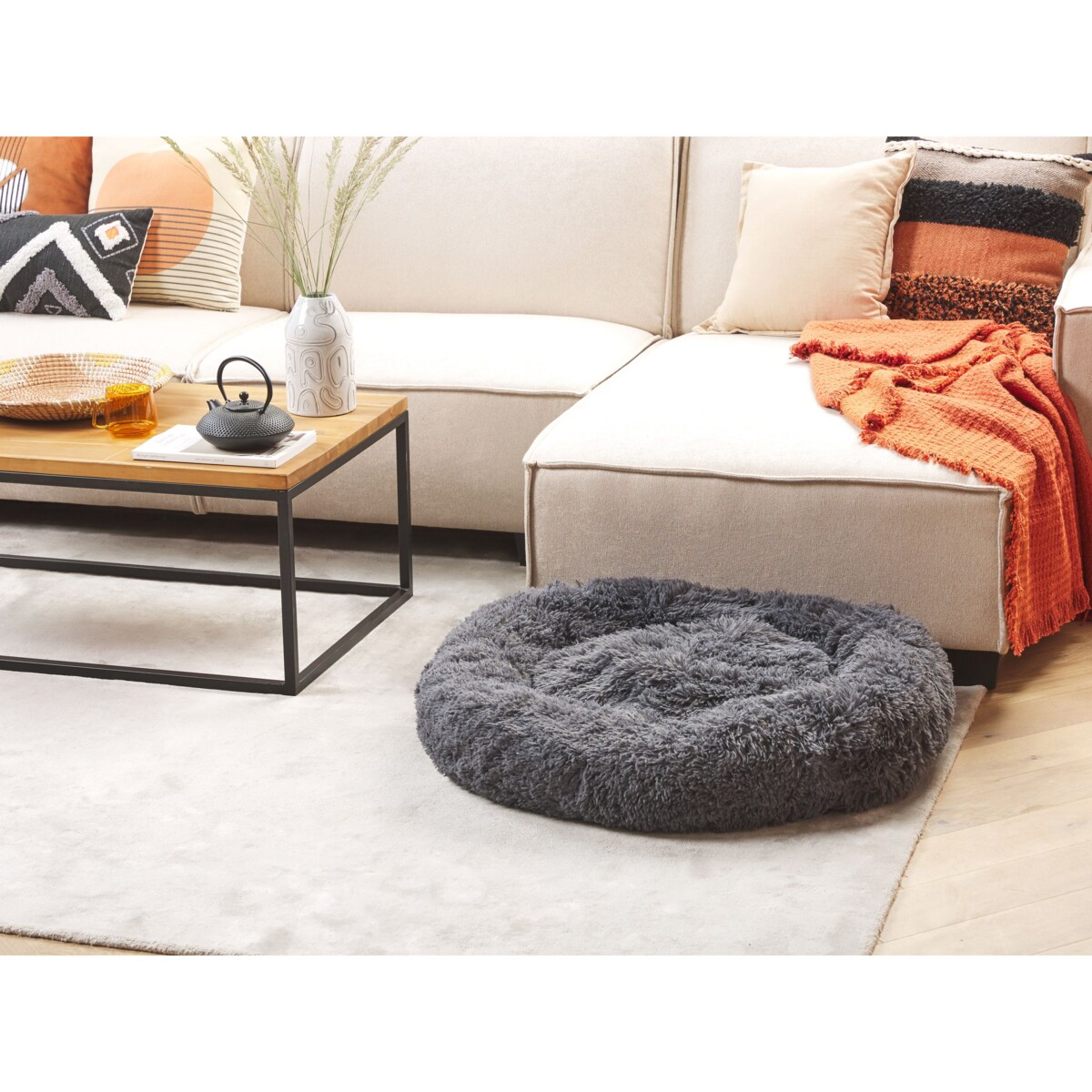 Legowisko KULU Sztuczne futro Ciemnoszary