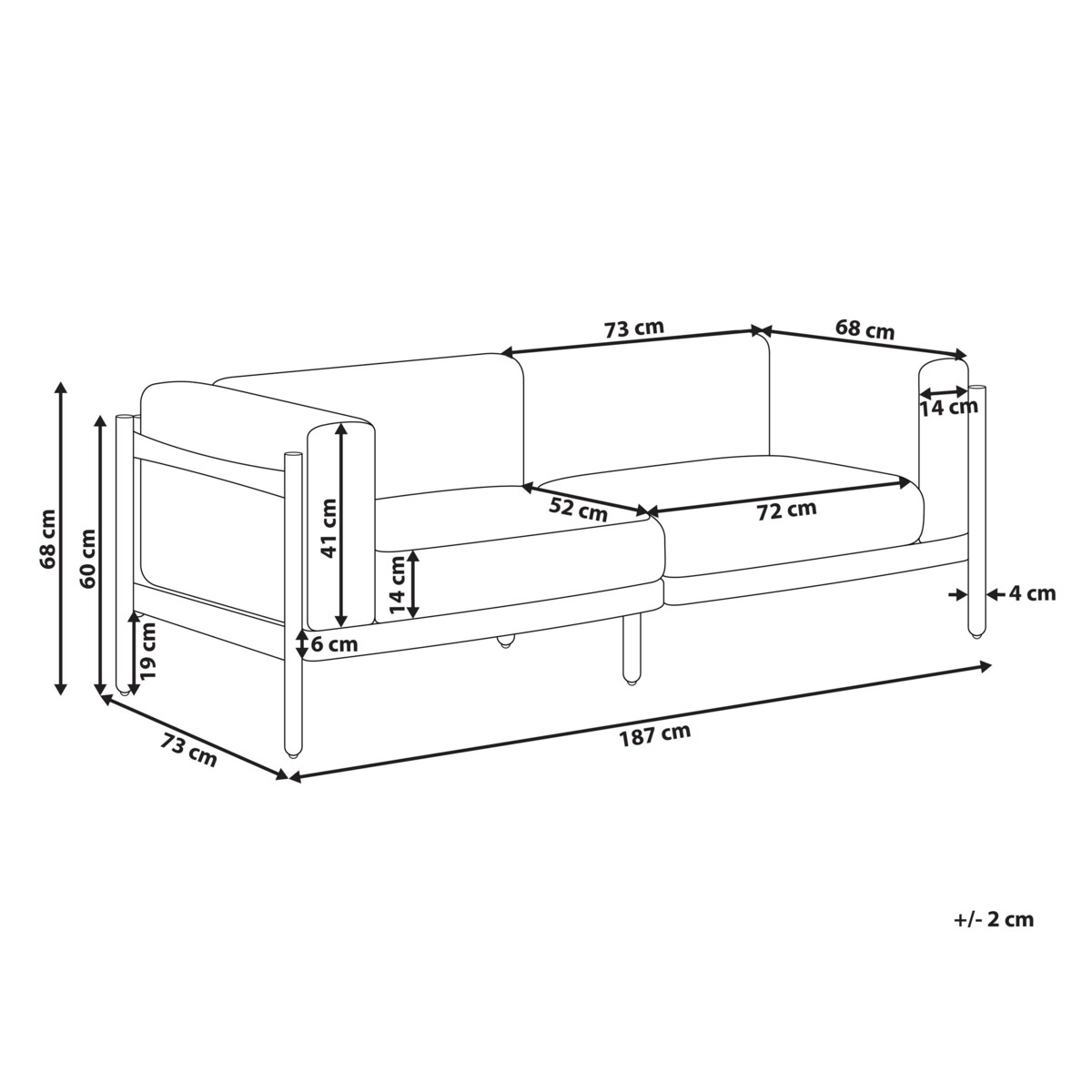 Sofa dwuosobowa 2-osobowa Jasnobeżowy FERRETTI