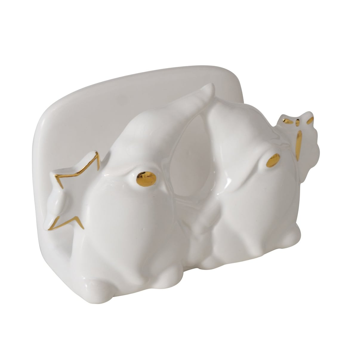 Serwetnik ceramiczny ze skrzatami MADDY, kolor biały