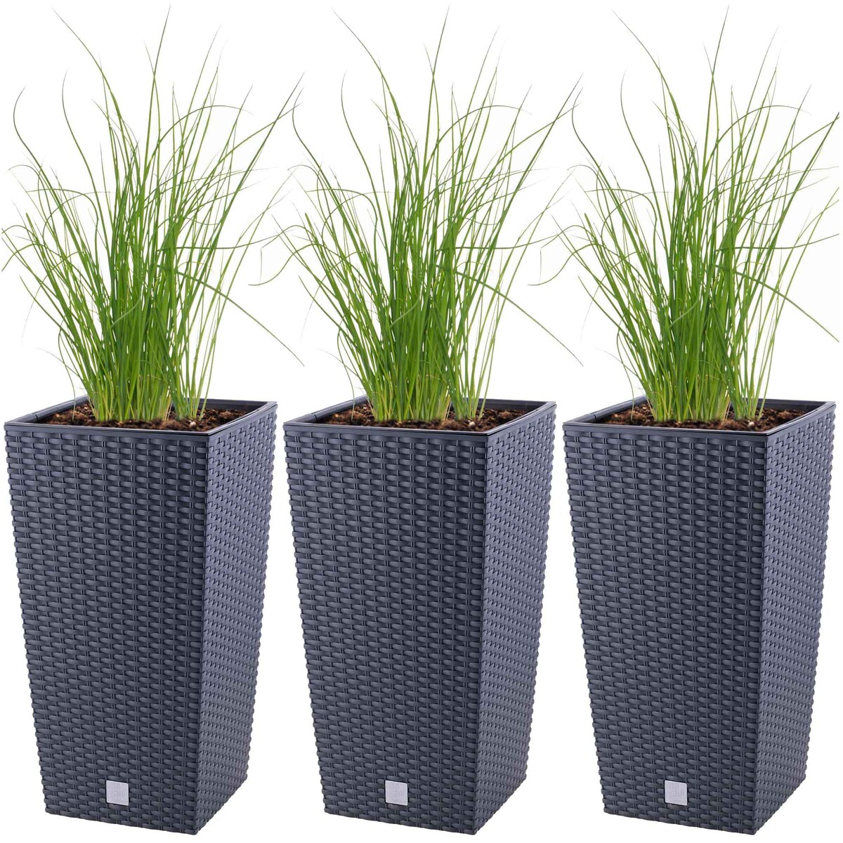 Doniczka Donica Ratanowa Kwadratowa Ogrodowa Do Ogrodu Zestaw 3X 37,6 Cm