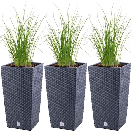 Doniczka Donica Ratanowa Kwadratowa Ogrodowa Do Ogrodu Zestaw 3X 37,6 Cm