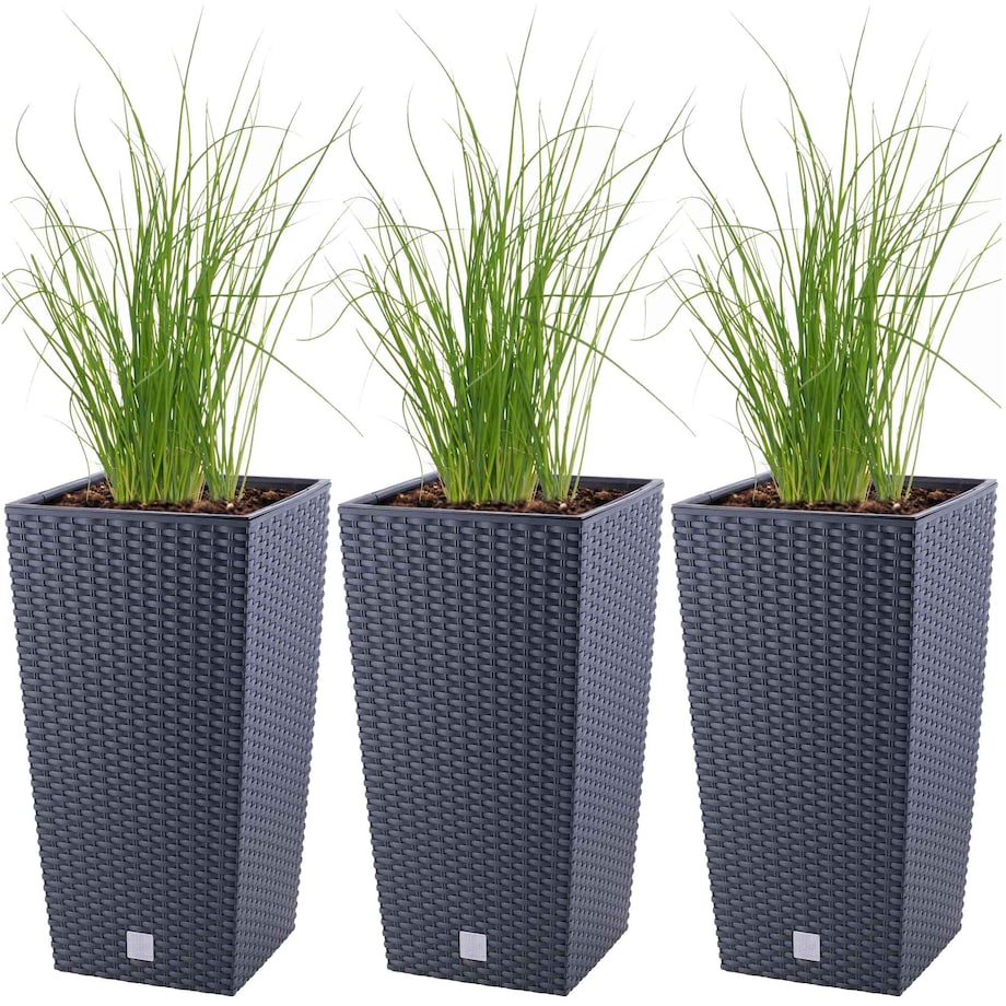 Doniczka Donica Ratanowa Kwadratowa Ogrodowa Do Ogrodu Zestaw 3X 37,6 Cm