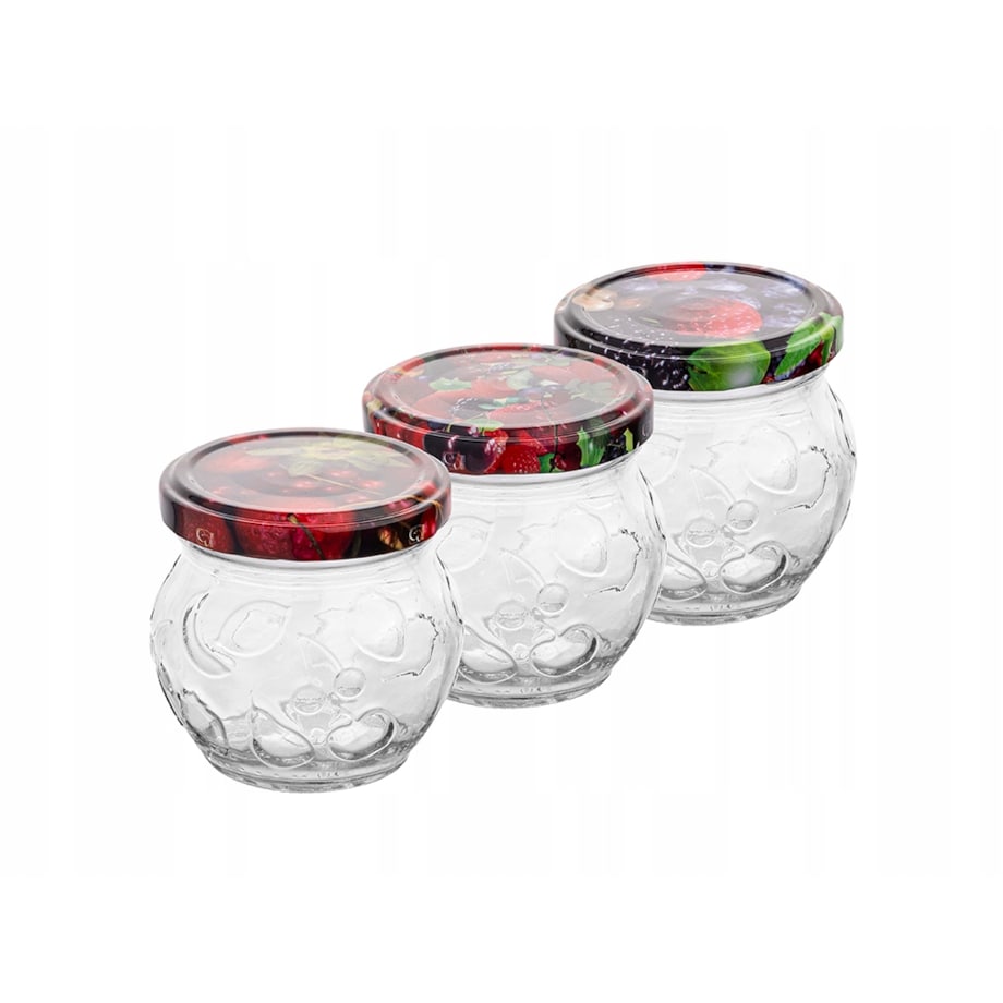 3x SŁOIK mały 215ml grawerowany na owoce dżem wek przetwory soki pojemnik