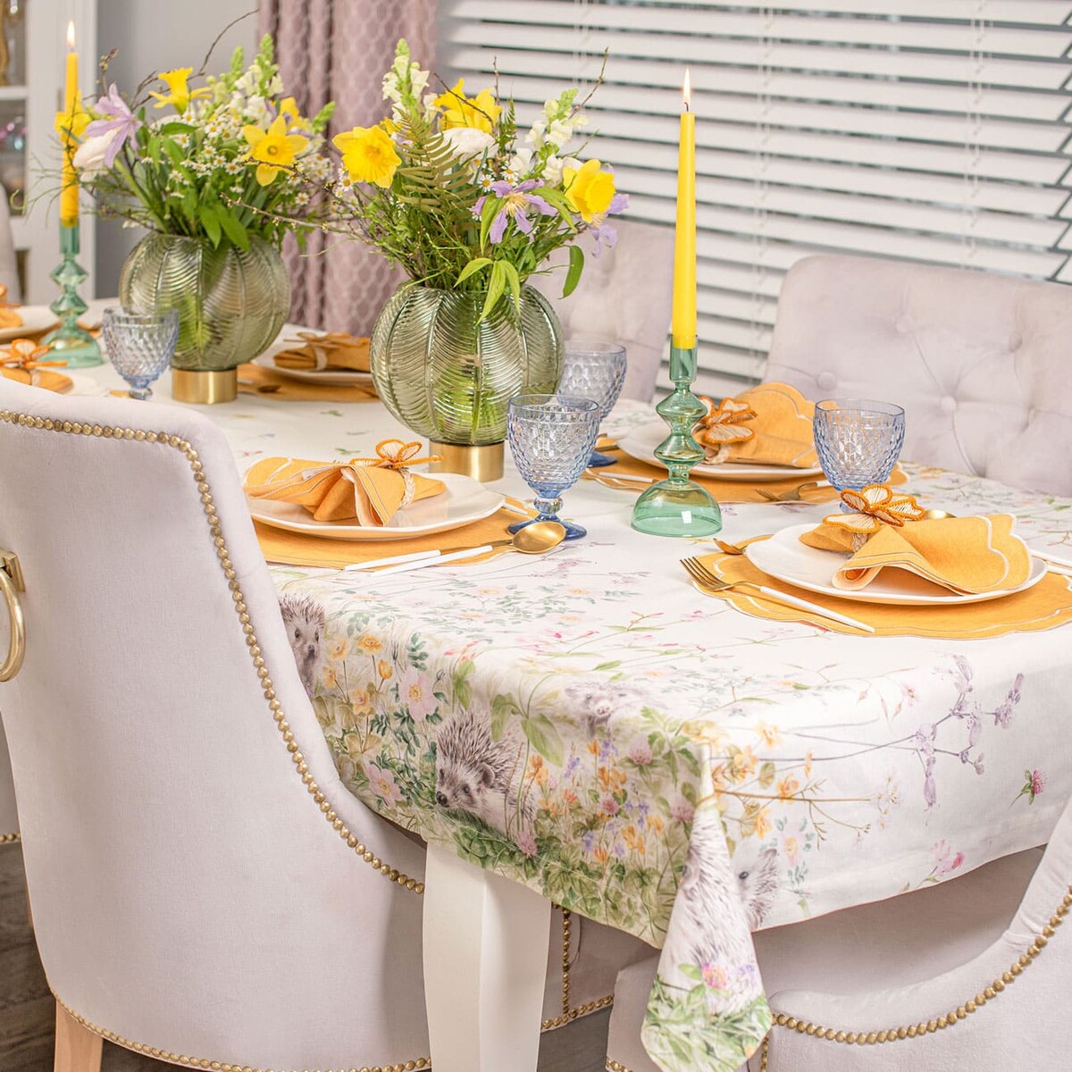 Haftowane serwetki Yellow Petali - 4 sztuki