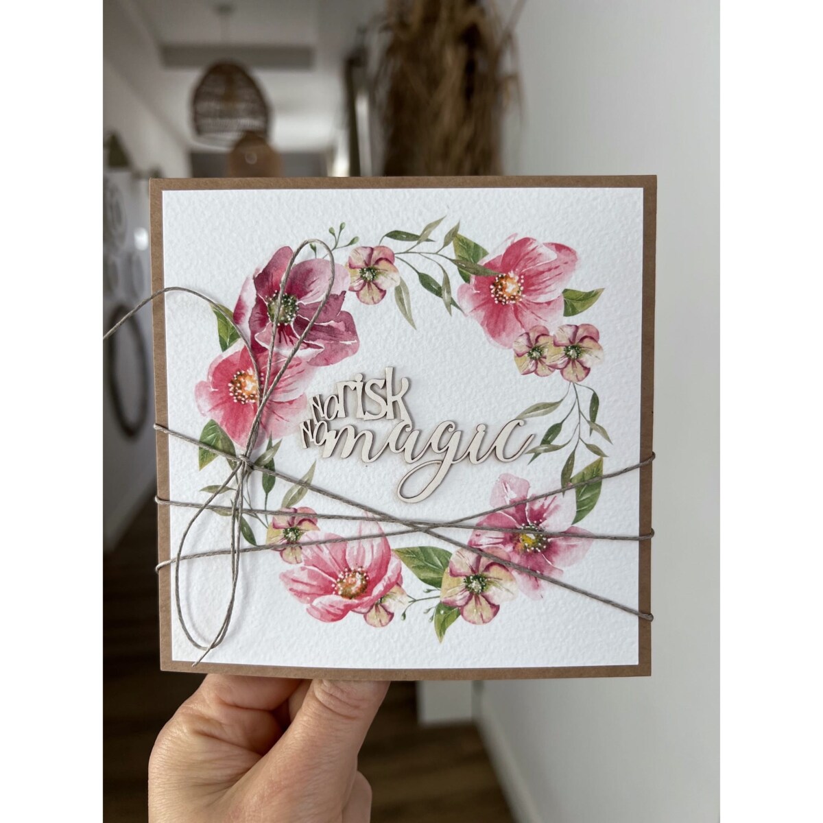 Kartka motywacyjna ręcznie robiona - no Risk no Magic