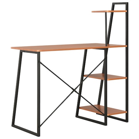 vidaXL Biurko z regałem, czarno-brązowe, 102 x 50 x 117 cm