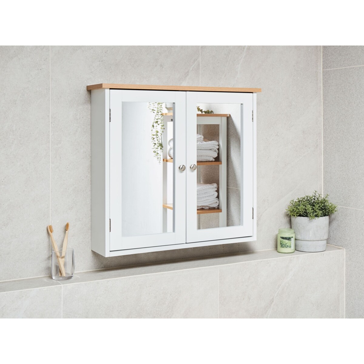 Szafka łazienkowa wisząca z lustrem ALAMOS 65 cm 60 cm Biały