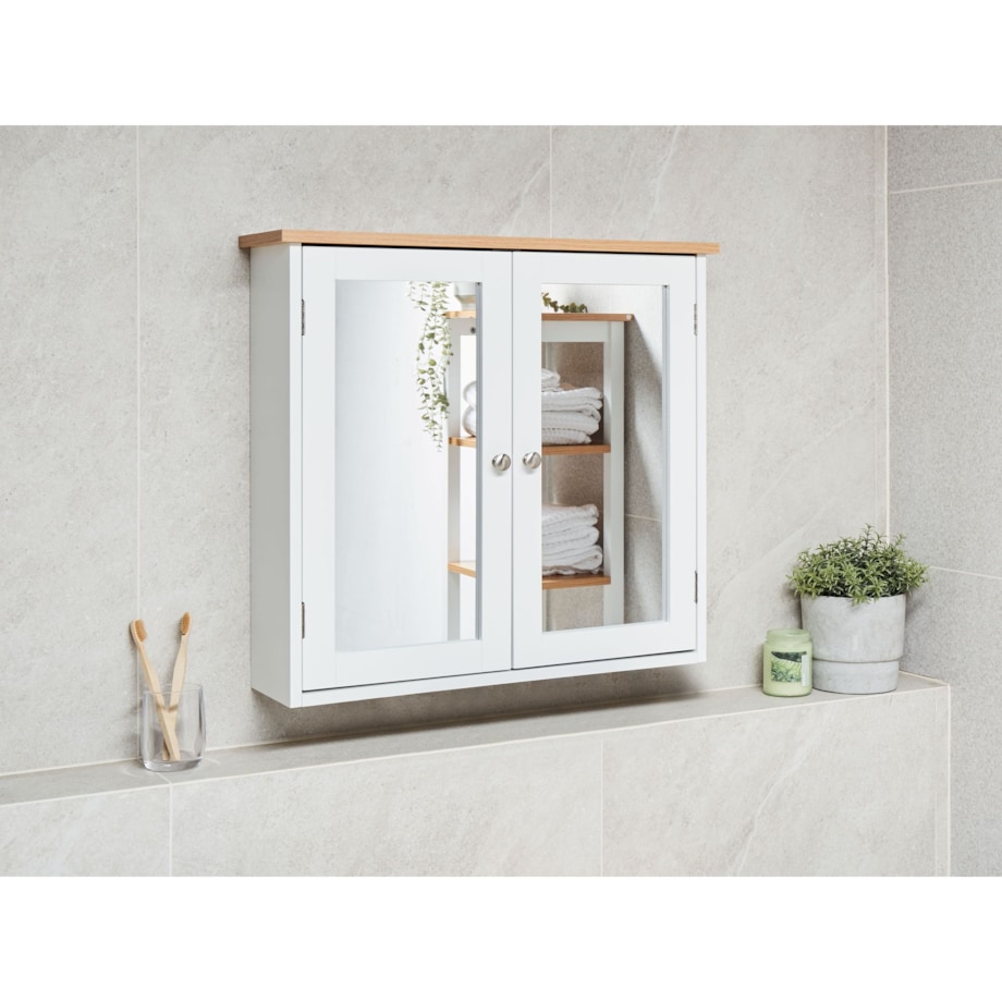 Szafka łazienkowa wisząca z lustrem ALAMOS 65 cm 60 cm Biały