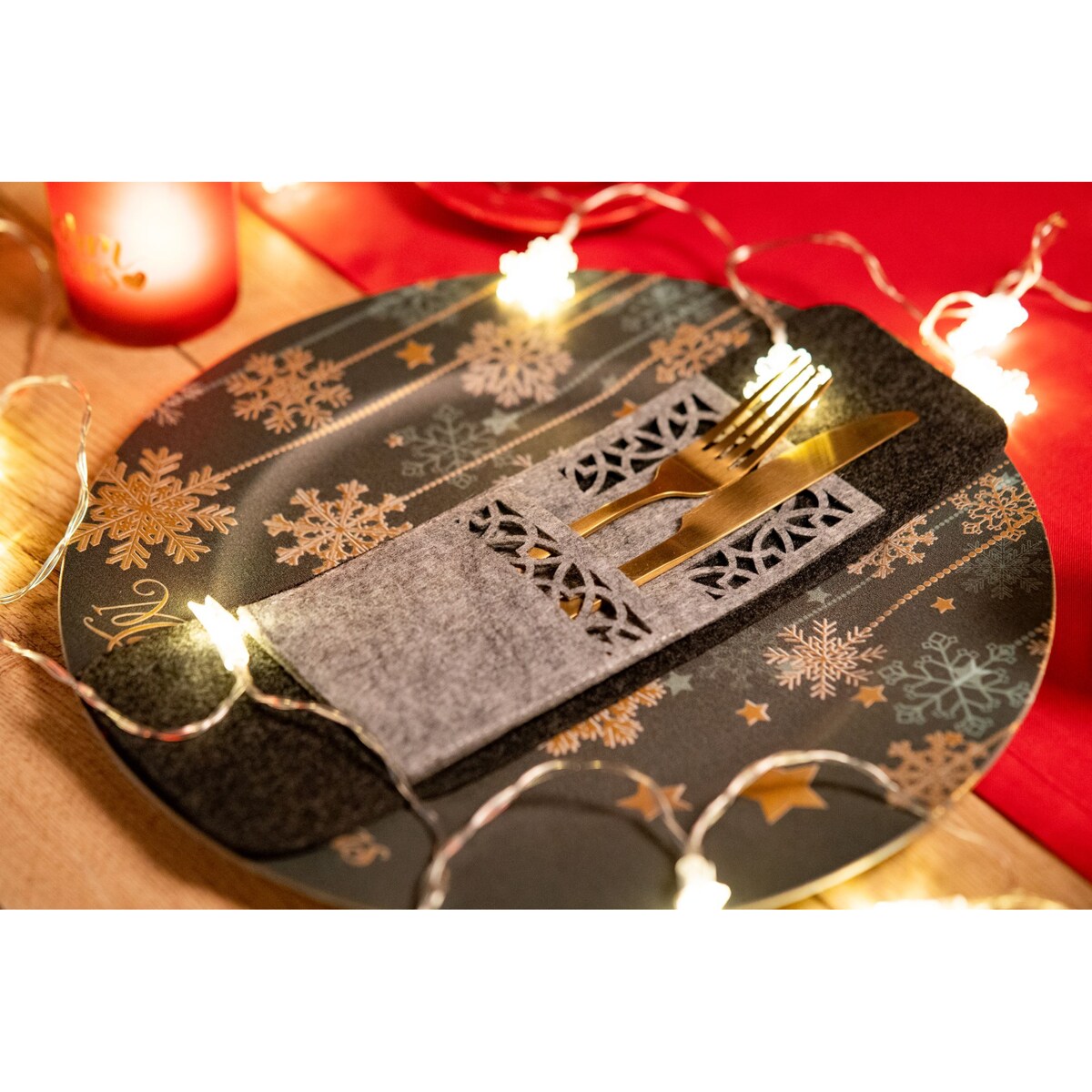 Pokrowiec na sztućce Świateczny 4 szt KF357-4G