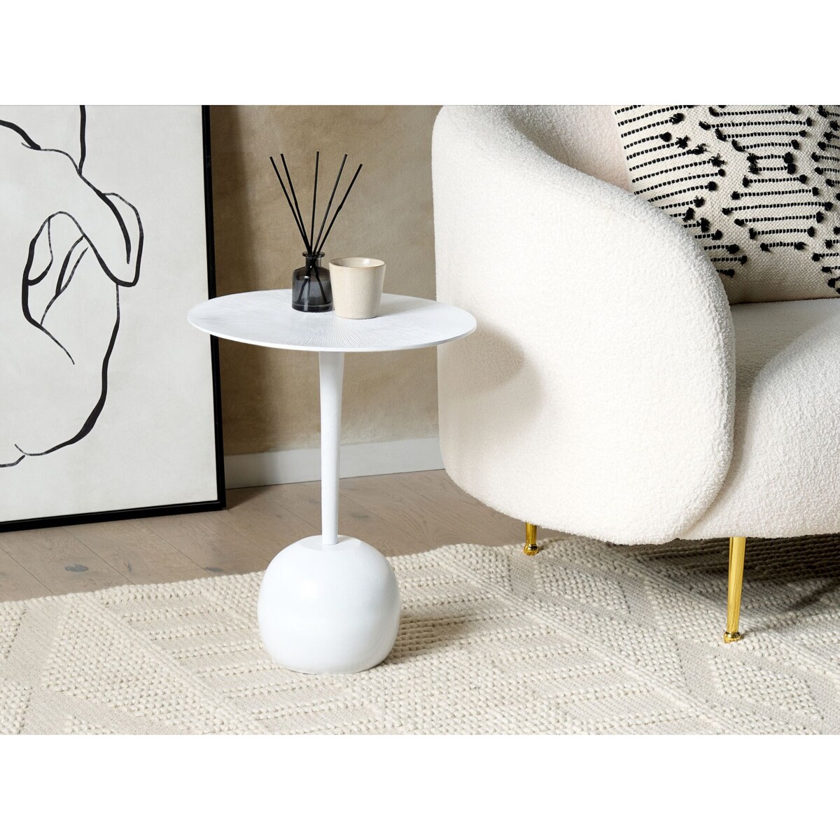 Stolik pomocniczy metalowy biały EUCLA