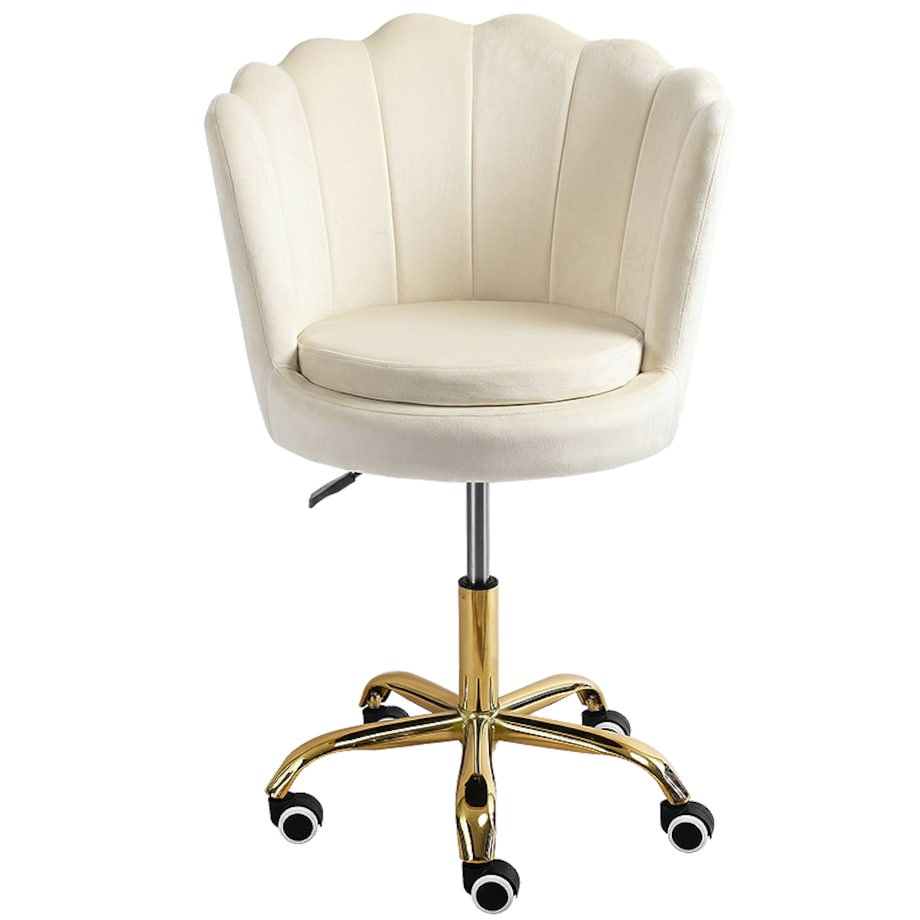 Fotel obrotowy krzesło muszelka welurowy do biurka toaletki beżowy shell