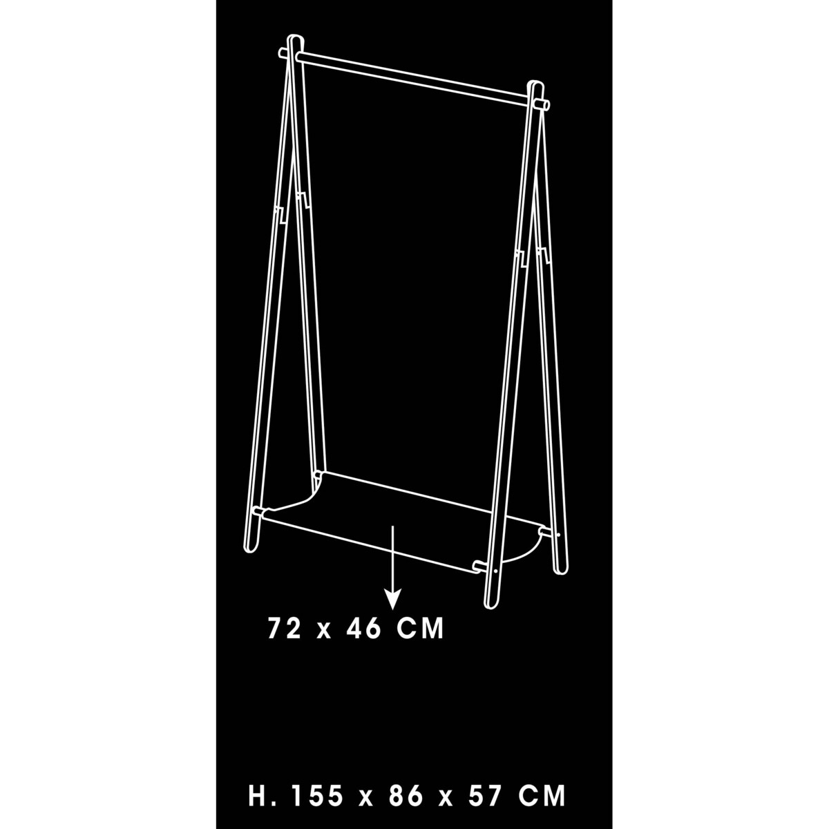 Stojący wieszak na ubrania z bambusa + półeczka tekstylna, 86 x 57 x 155 cm