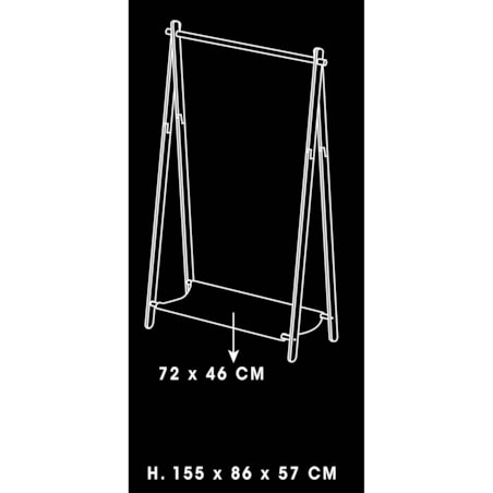 Stojący wieszak na ubrania z bambusa + półeczka tekstylna, 86 x 57 x 155 cm