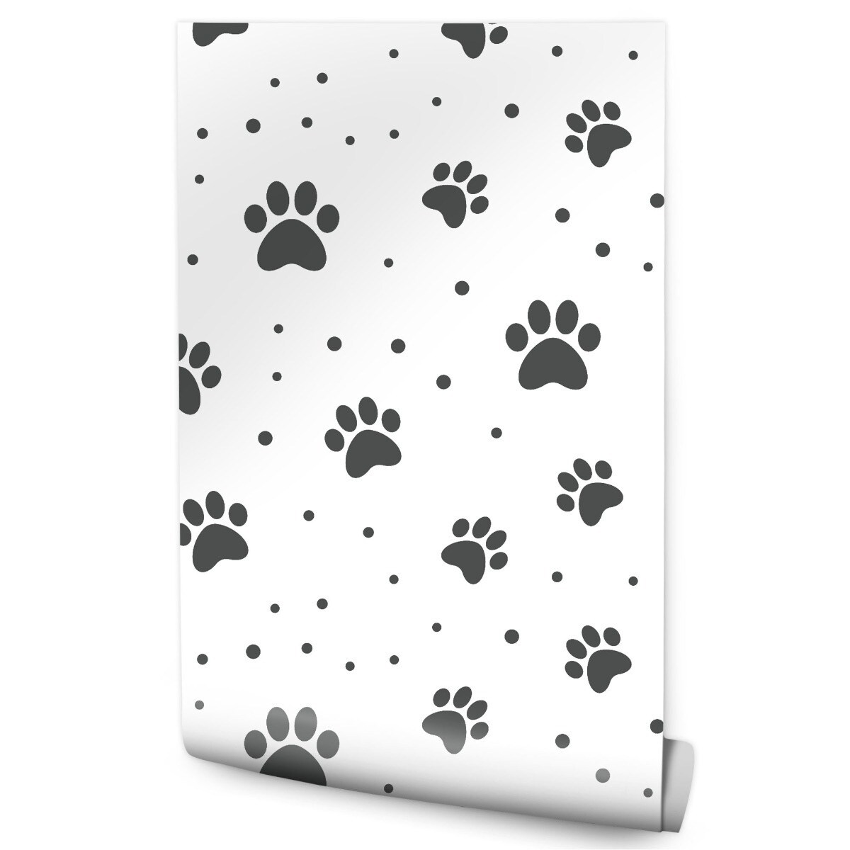 Tapeta Dla Dzieci Szare Psie ŁAPKI Kropki