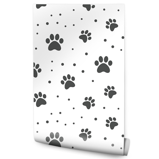 Tapeta Dla Dzieci Szare Psie ŁAPKI Kropki