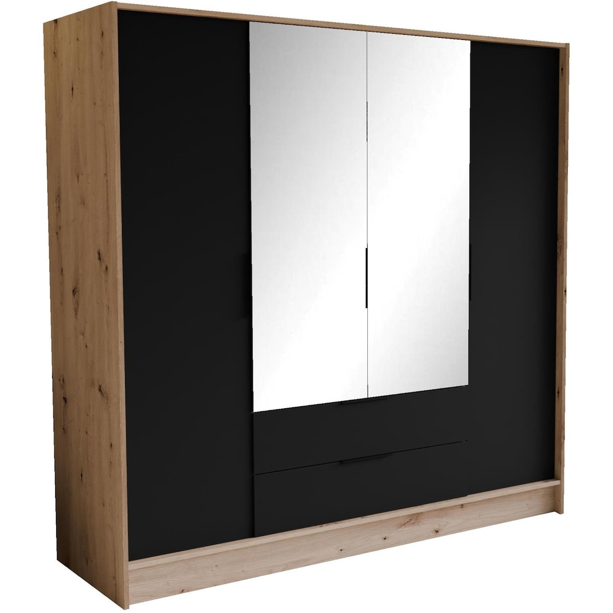 Szafa NIKOLA 200 z lustrem do garderoby, sypialni- sonoma+czarny front