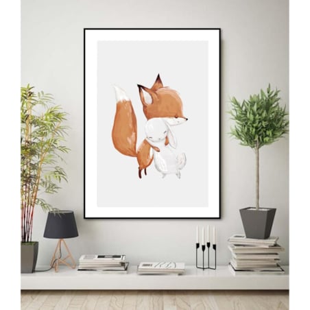Poster Story, Plakat, Obraz - Lisek i Zajączek w Uścisku, wymiary 42 x 60 cm