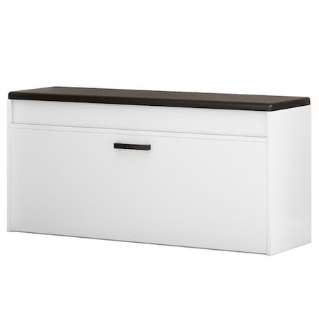 Szafka na buty z siedziskiem schowkiem duża 2 półki biała otwierana 100 cm