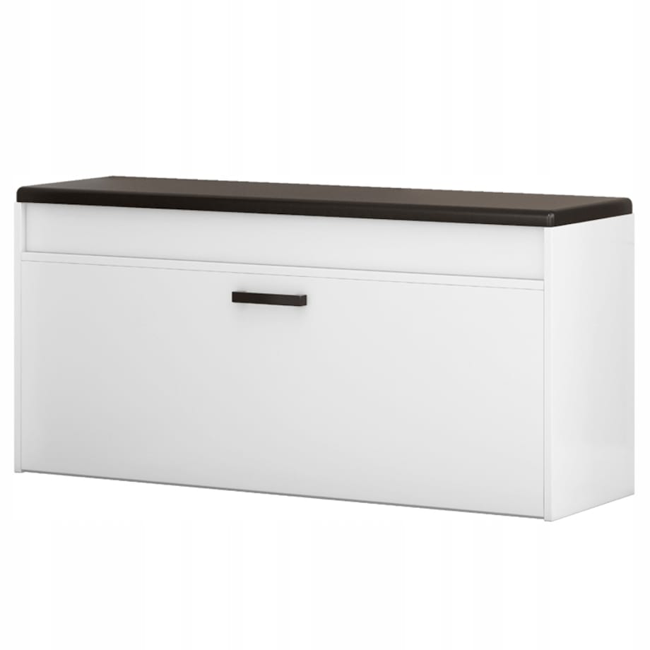 Szafka na buty z siedziskiem schowkiem duża 2 półki biała otwierana 100 cm