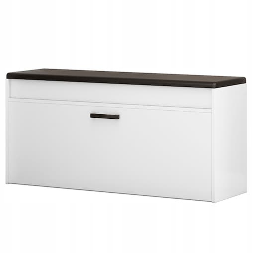 Szafka na buty z siedziskiem schowkiem duża 2 półki biała otwierana 100 cm