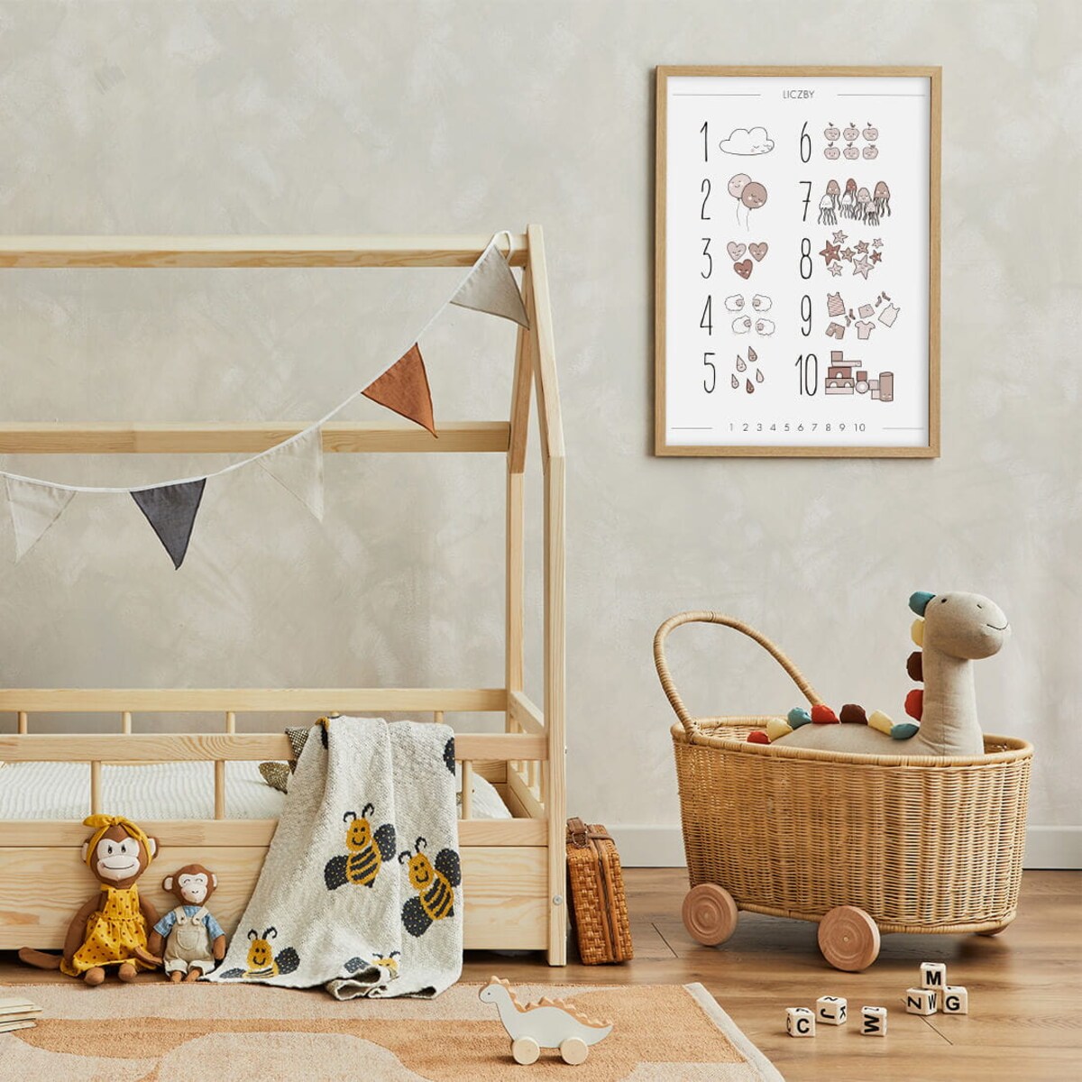 Plakat dla dzieci Liczby boho 4 50x70