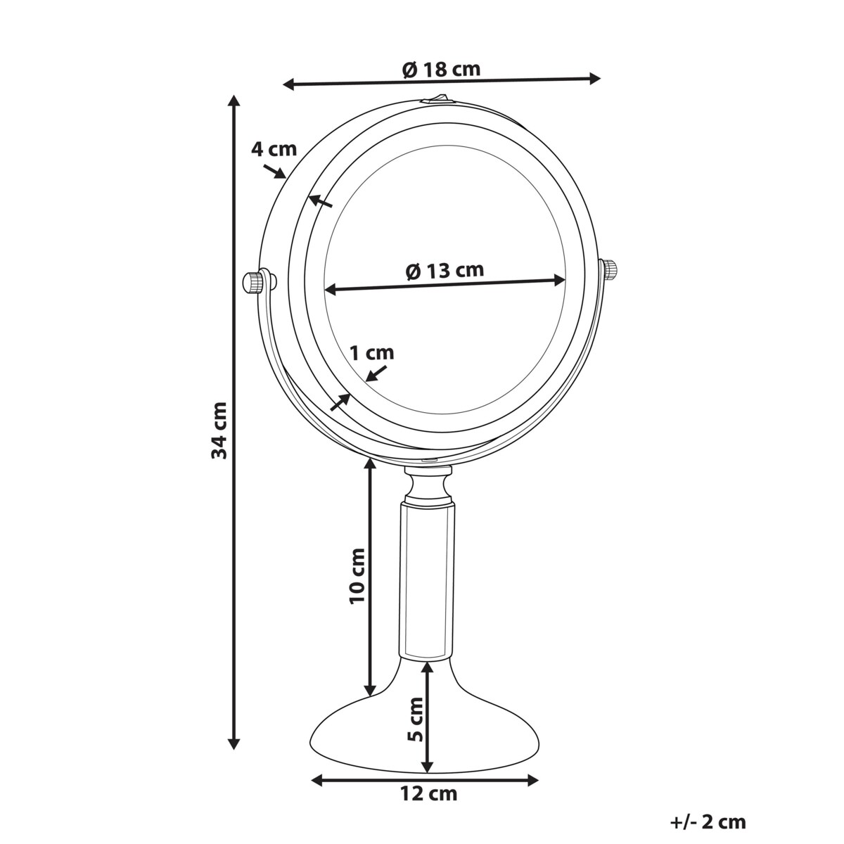 Lusterko kosmetyczne LED ø 18 cm złote BAIXAS