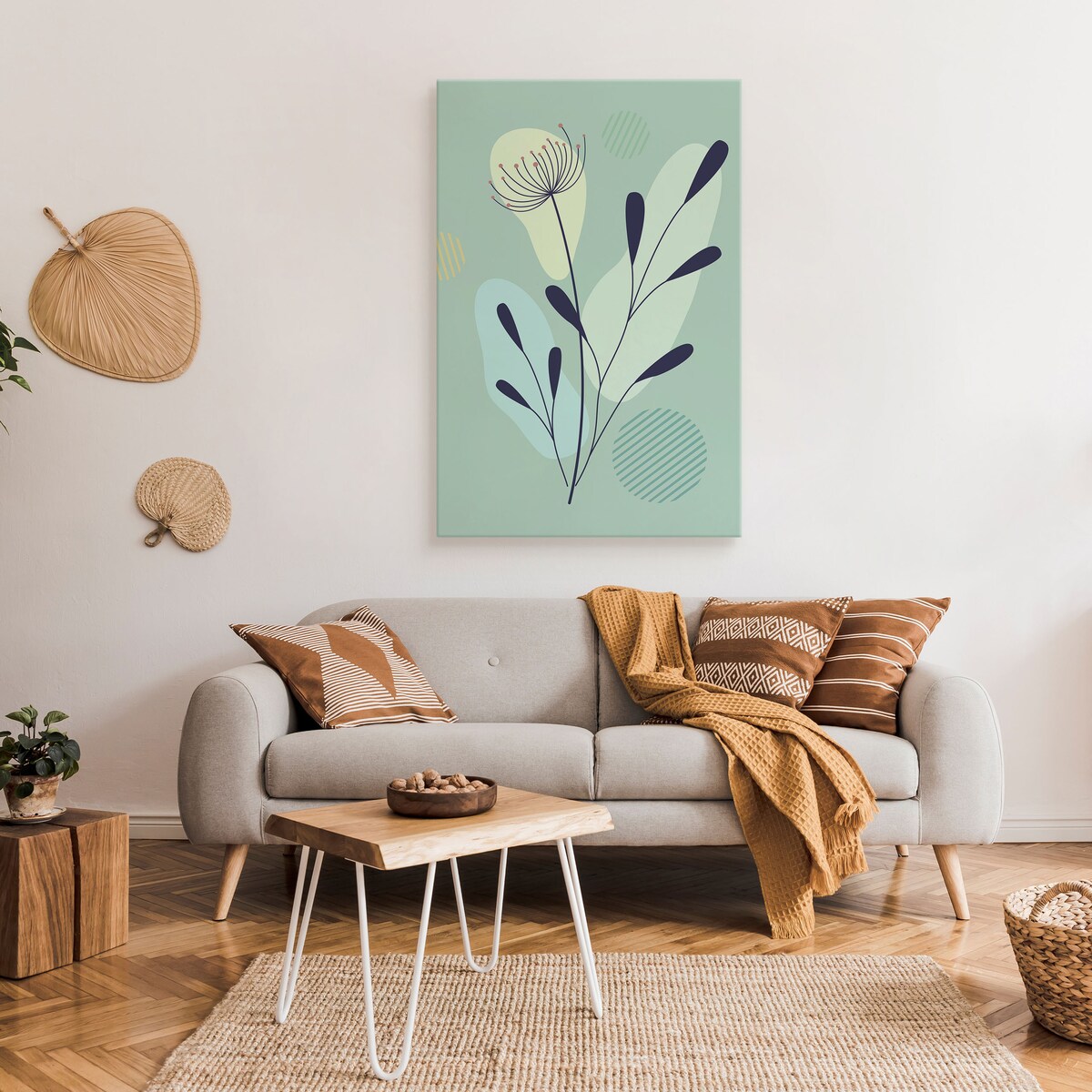 Obraz Do Salonu Kwiaty Liście Natura Styl Boho 80x120cm