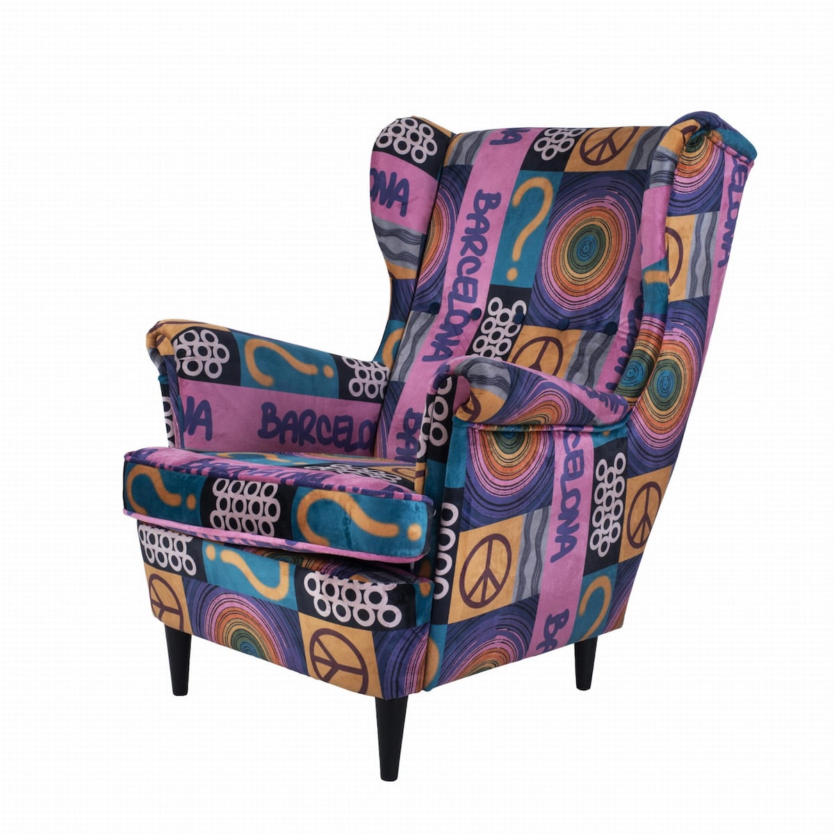 Fotel uszak Barcelona velvet – elegancki fotel wypoczynkowy do salonu i sypialni z autorskim wzorem