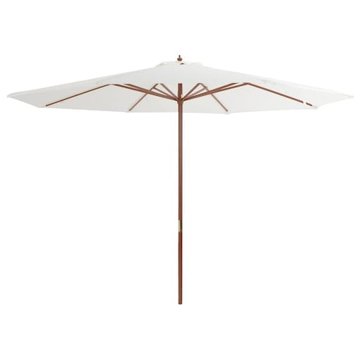 vidaXL Parasol ogrodowy na drewnianym słupku, 350 cm, piaskowa biel