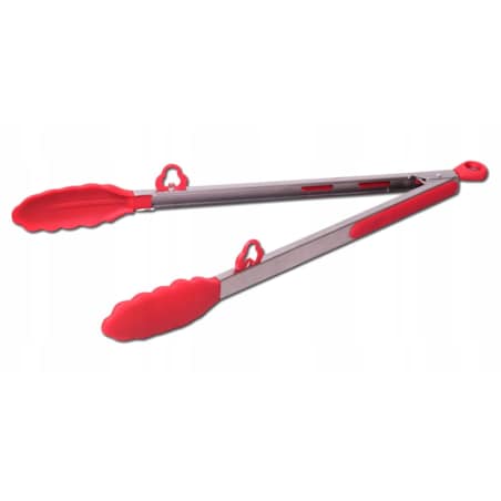 Szczypce silikonowe do sałatek mięsa z blokadą i nóżkami 35.5cm 4 kolory KAMILLE