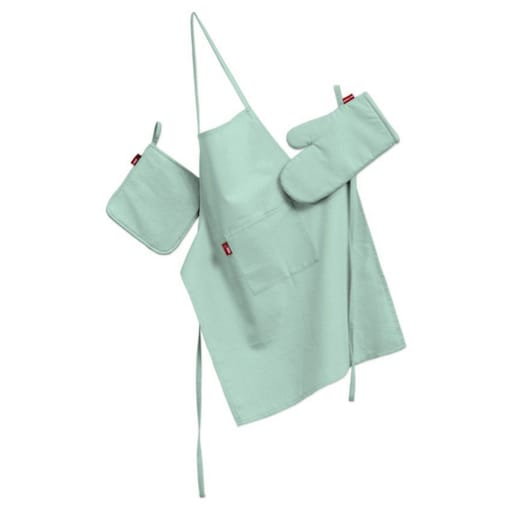 Komplet kuchenny fartuch,rękawica i łapacz, turkusowo - miętowy, kpl, Loneta
