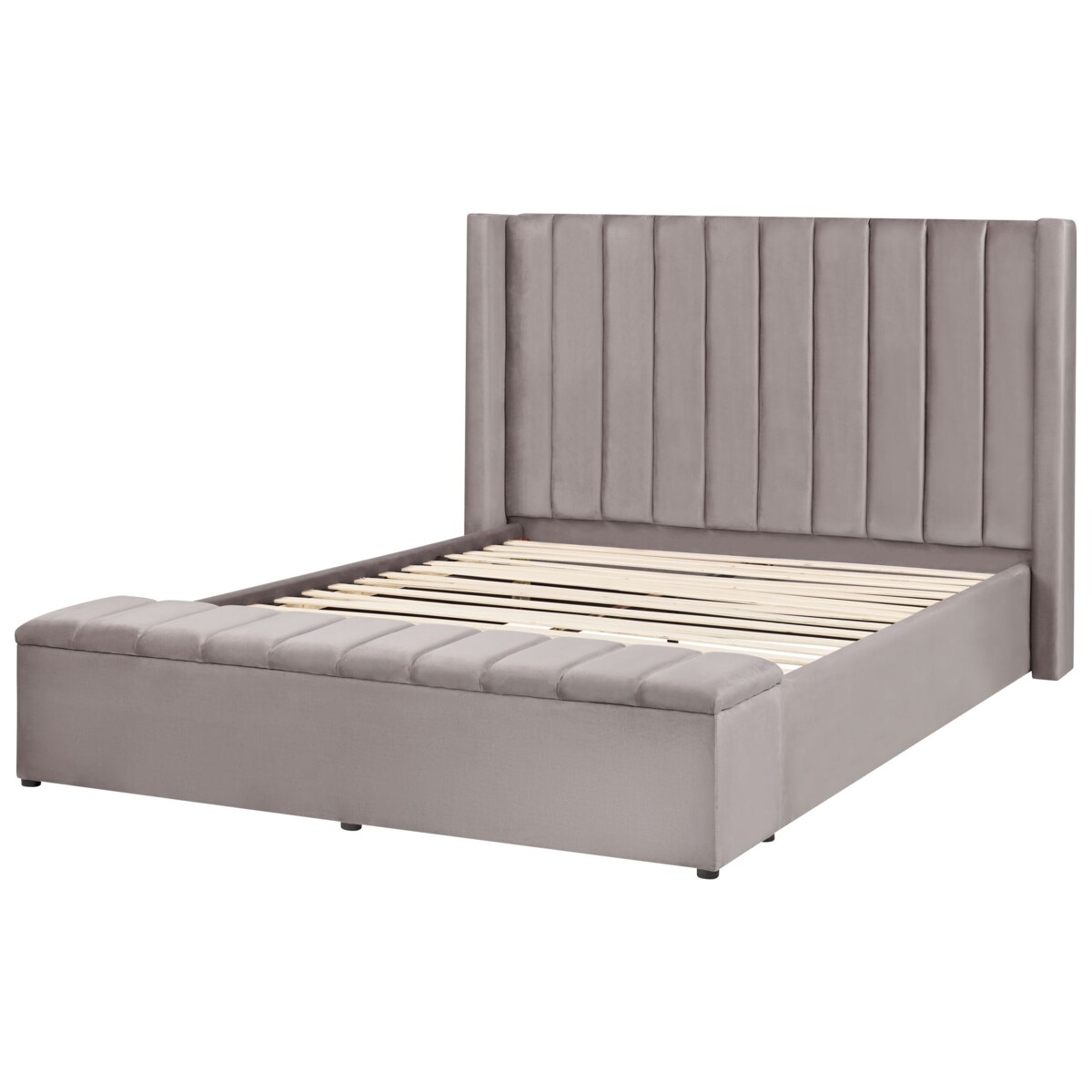 Łóżko wodne welurowe z ławką 160 x 200 cm szare NOYERS