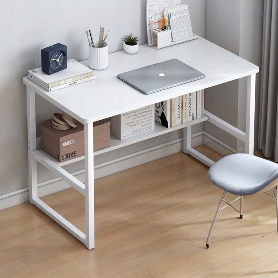 Biurko Komputerowe Stolik Loft Białe Młodzieżowe Z Półką Nowoczesne 100 Cm