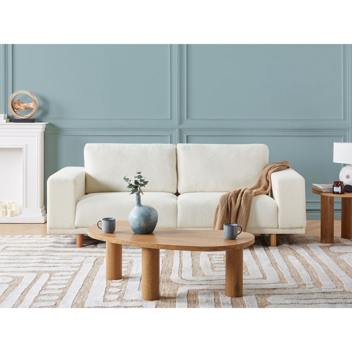 Sofa boucle 3-osobowa złamana biel NIVALA